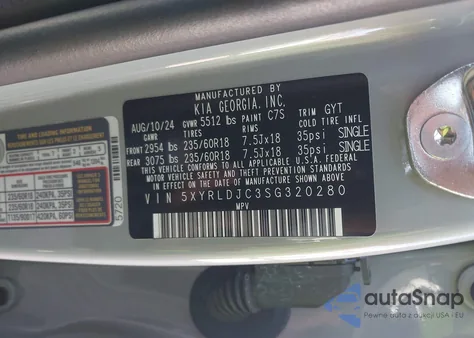 2025 Kia Sorento S из США, поврежденный, VIN 5XYRLDJC3SG320280